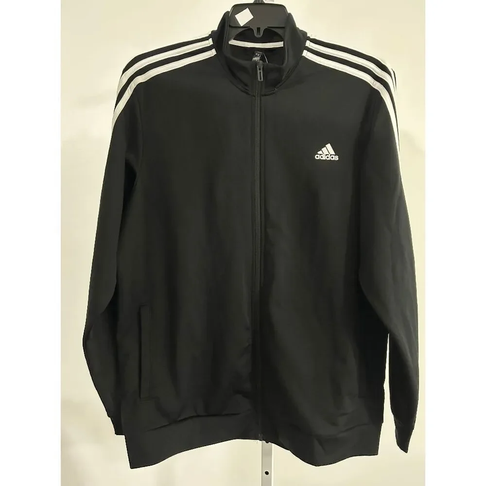 adidas Men's Black Essentials 3 Stripe Tricot Jacket Black XL